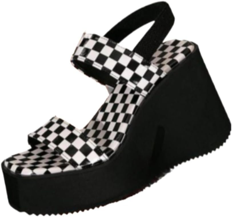 Chic Checkered Platform Sandals