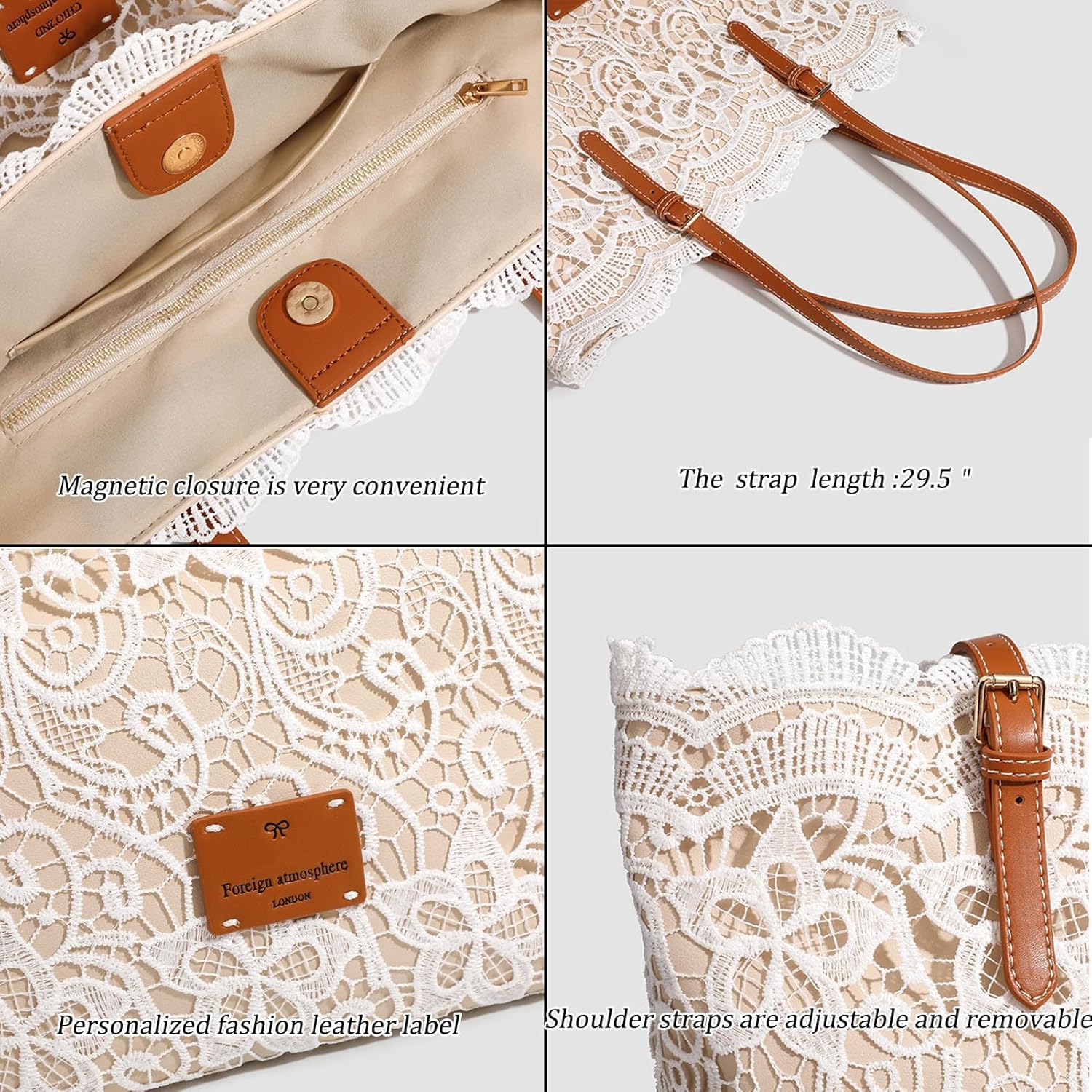 Chic White Lace Shoulder Bag