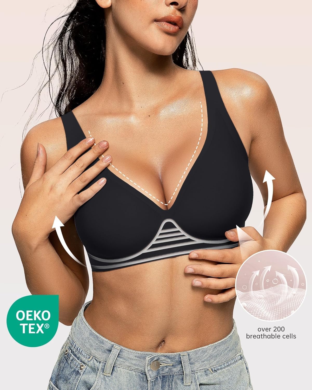 Comfortable Deep V Wireless Bra